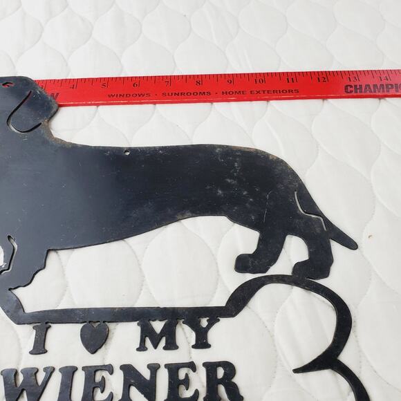 Vintage I Love My Wiener Cast Iron Metal Sign Animal Lover Dachshund Collectible - Picture 5 of 5